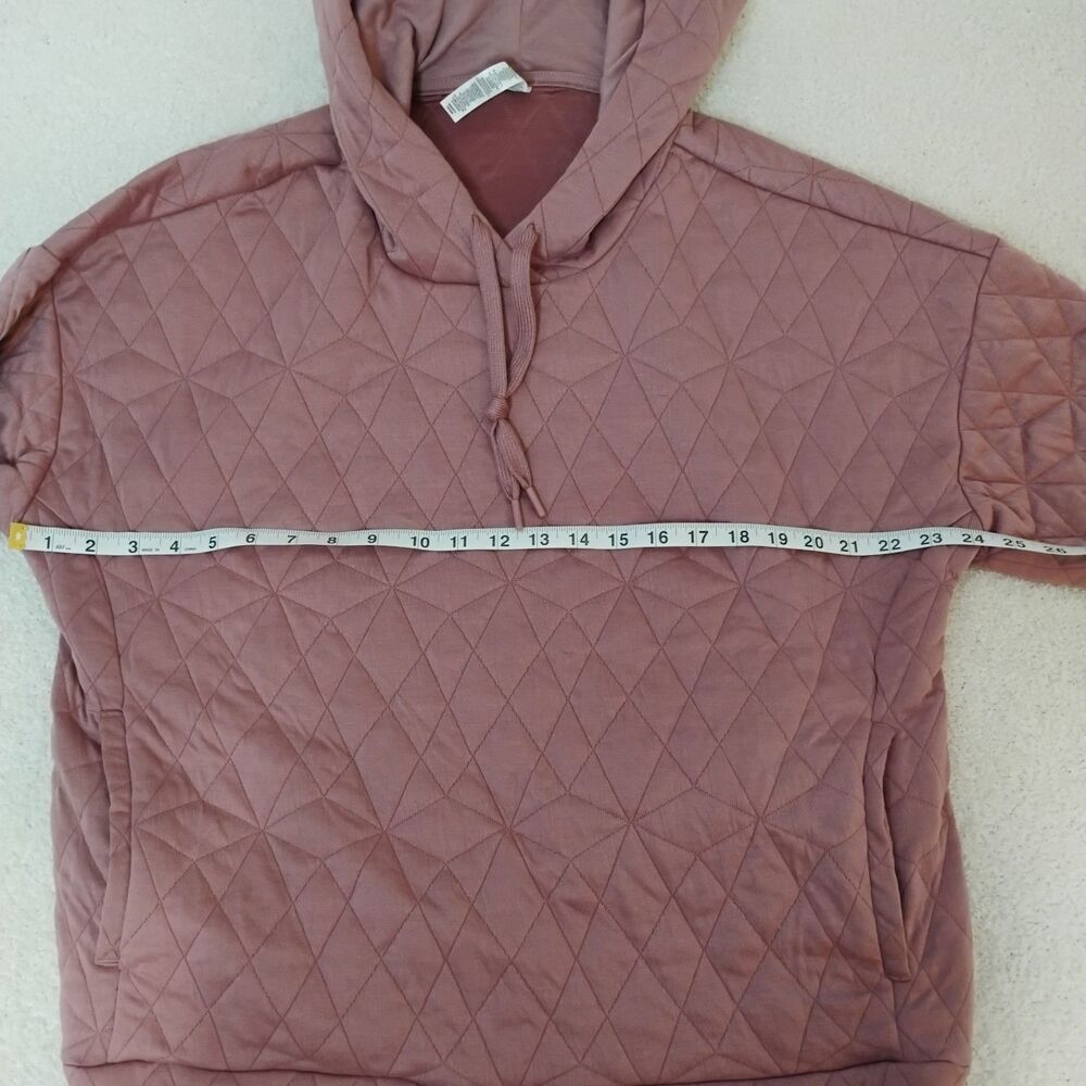 Mauve Pink Quilted Pullover Drawing Minimalist Geometric Hoodie Size  Xl - Picture 6 of 8
